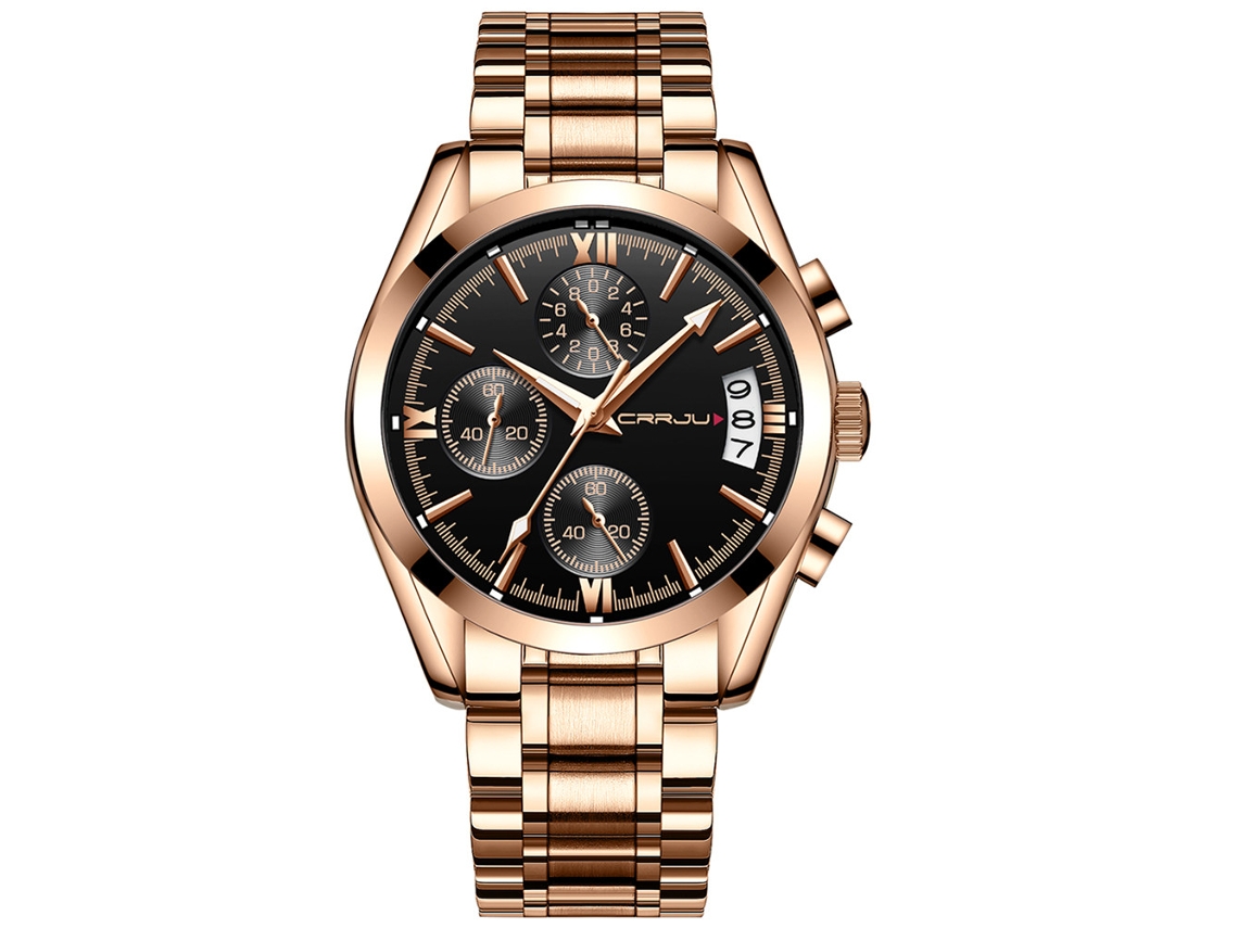 Relógio masculino moderno de quartzo com pulseira de aço inoxidável (3 cores: vermelho, rosa e preto)