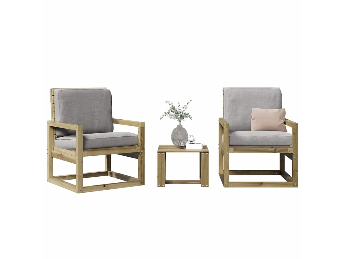 Pcs Conjunto Lounge De Jardim Madeira De Pinho Impregnada Dkd Home Decor