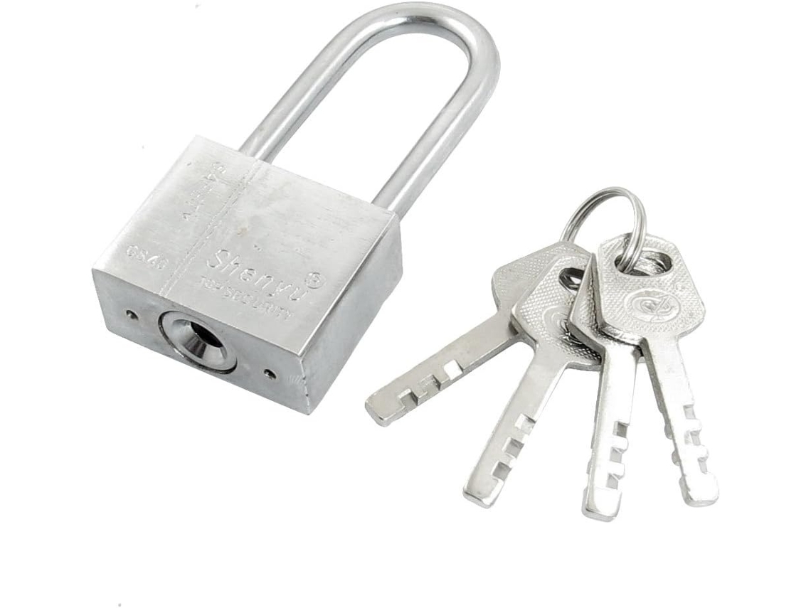 Cadeado de Metal Prateado com 40 Mm Largura e 3,4 Polegadas Altura, 3 Chaves CHABERLU