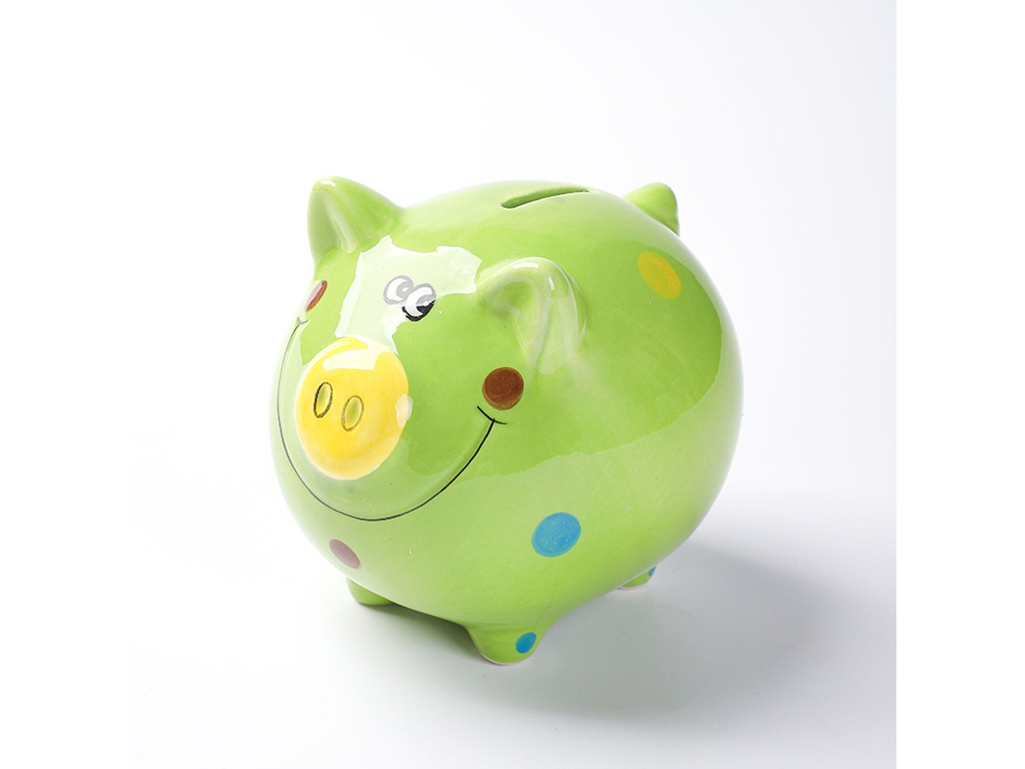 Cofrinho Grande em Forma de Porco com Corações da Vert, Gifts para Crianças e Adultos, Verde AQUAFORGE