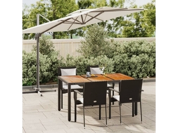 Vidaxl 5 Pcs Conjunto De Jantar P/ Jardim C/ Almofadões Vime Pe Preto