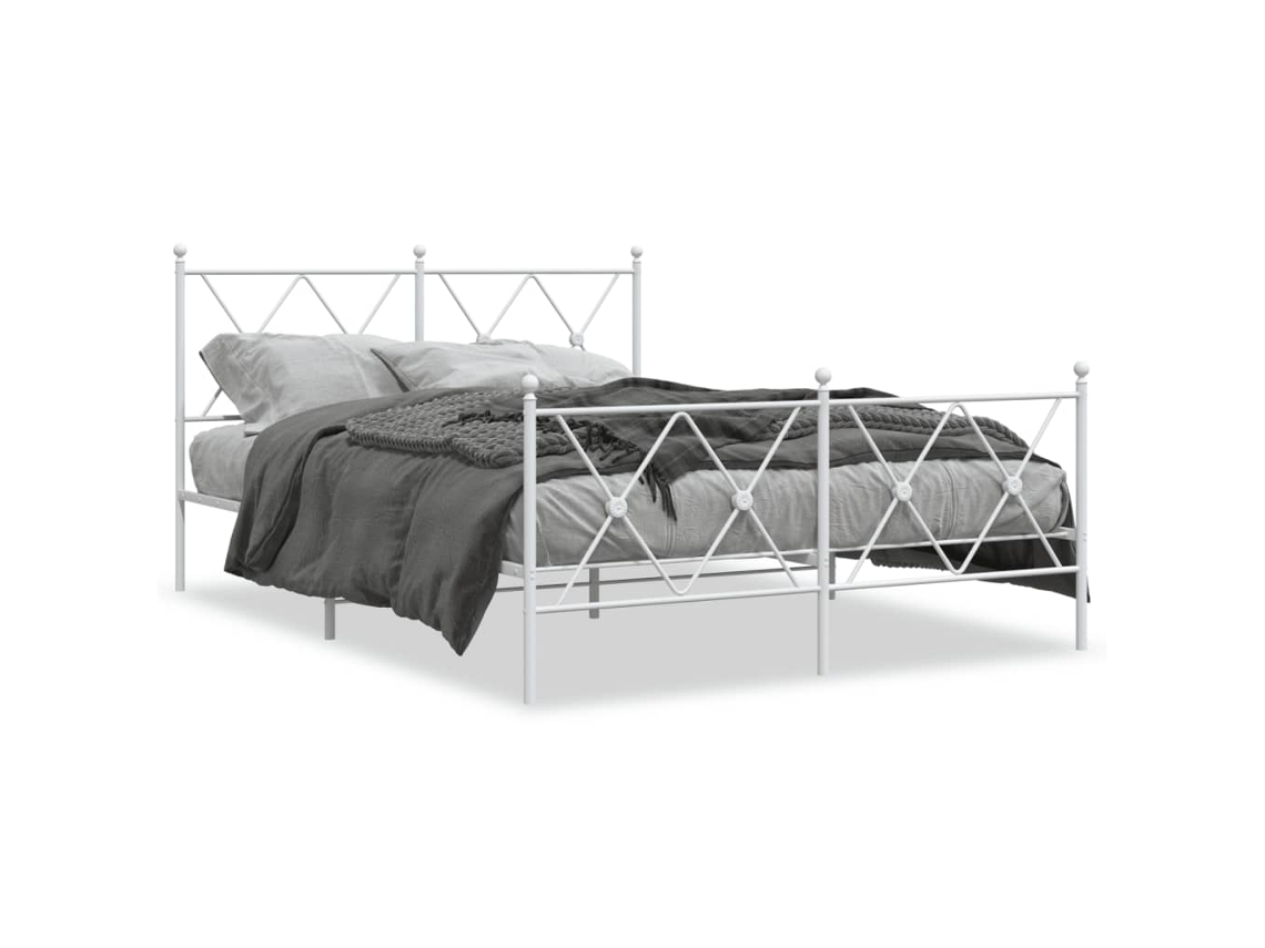 Estrutura de Cama com Cabeceira e Pés Metal Branco MAISON EXCLUSIVE 140x190 cm
