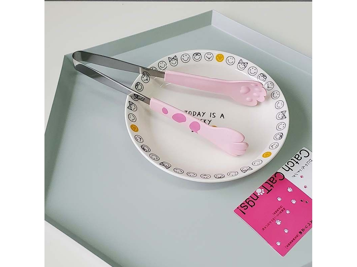 Pinça de Cozinha Rebe em Formato de Garra de Gato, 18cm, Aço Inoxidável e Silicone, para Bifes Salgados, Tigelas e Salgados, Rosa
