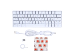Lurelia Teclado Mecânico De 64 Teclas Rgb, Sem Fio 2.4g Bt3.0 5.0, Conexão Com Fio Tipo C, Design Ergonômico, Branco, Com Switches Vermelhos