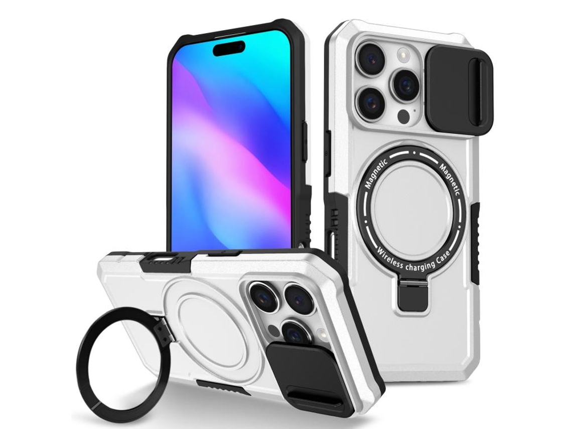 Capa Zruxe Compativel Com Iphone 16 Pro Max (sliding Camshield - Magsafe - Tpu - Pc - Preto - Branco)
