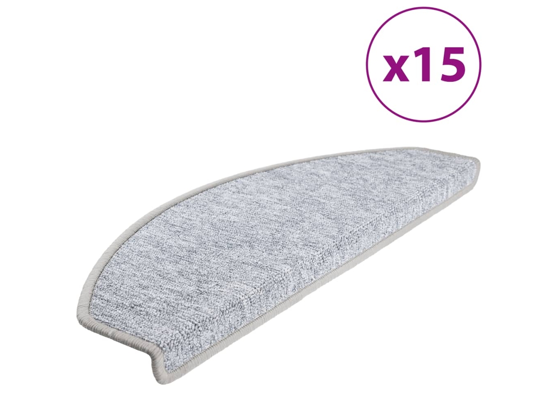 Tapetes de Escada 15 Pcs 65x24x4 Cm Cinzento Claro MAISON EXCLUSIVE