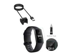 Kit Carregador Usb Charger Película Protectora Ecrã Gel Full Cover Fitbit Charge 3