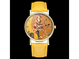 Reloj Analógico De Cuarzo Unisex Con Correa De Pu Estilo Moderno (amarillo)