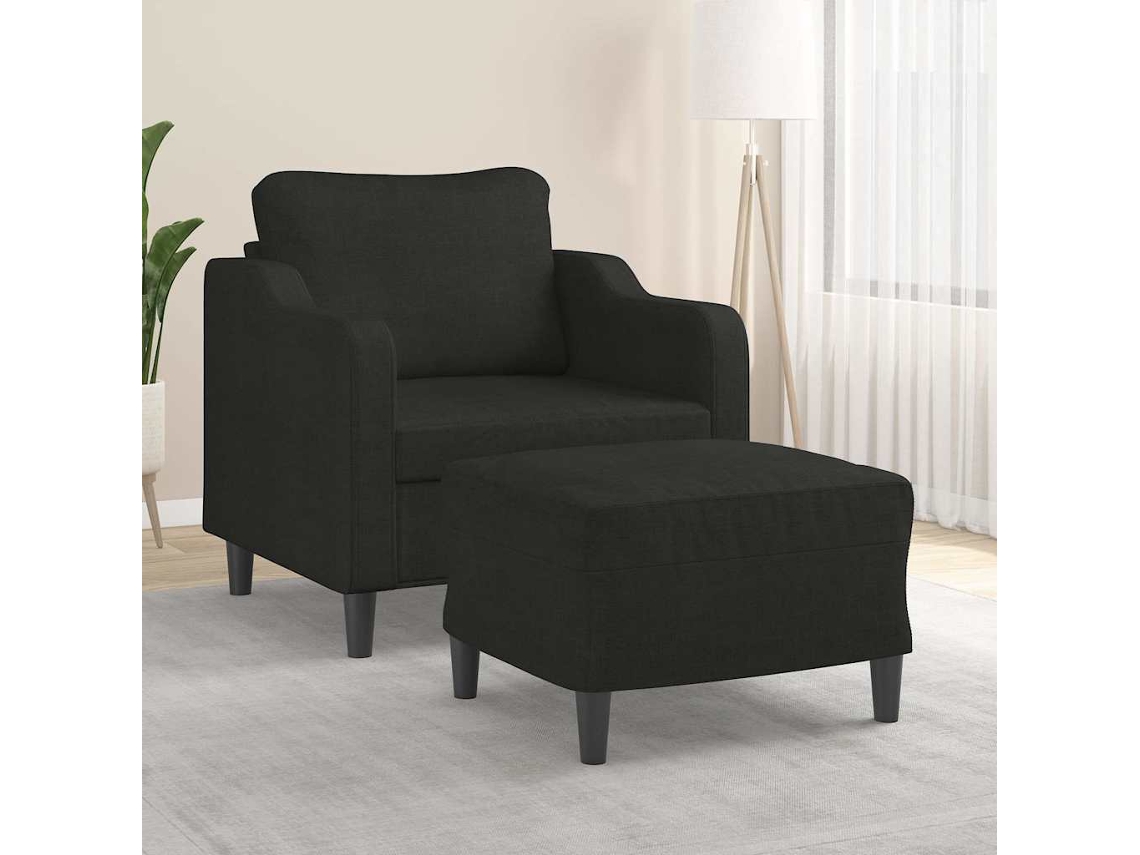 Vidaxl Poltrona Com Apoio De Pés 60 Cm Tecido Preto