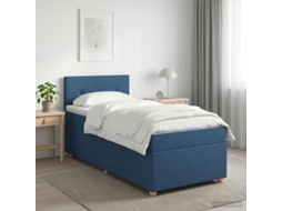 Vidaxl Cama Box Spring Com Colchão Azul 80 X 200 Cm Tecido