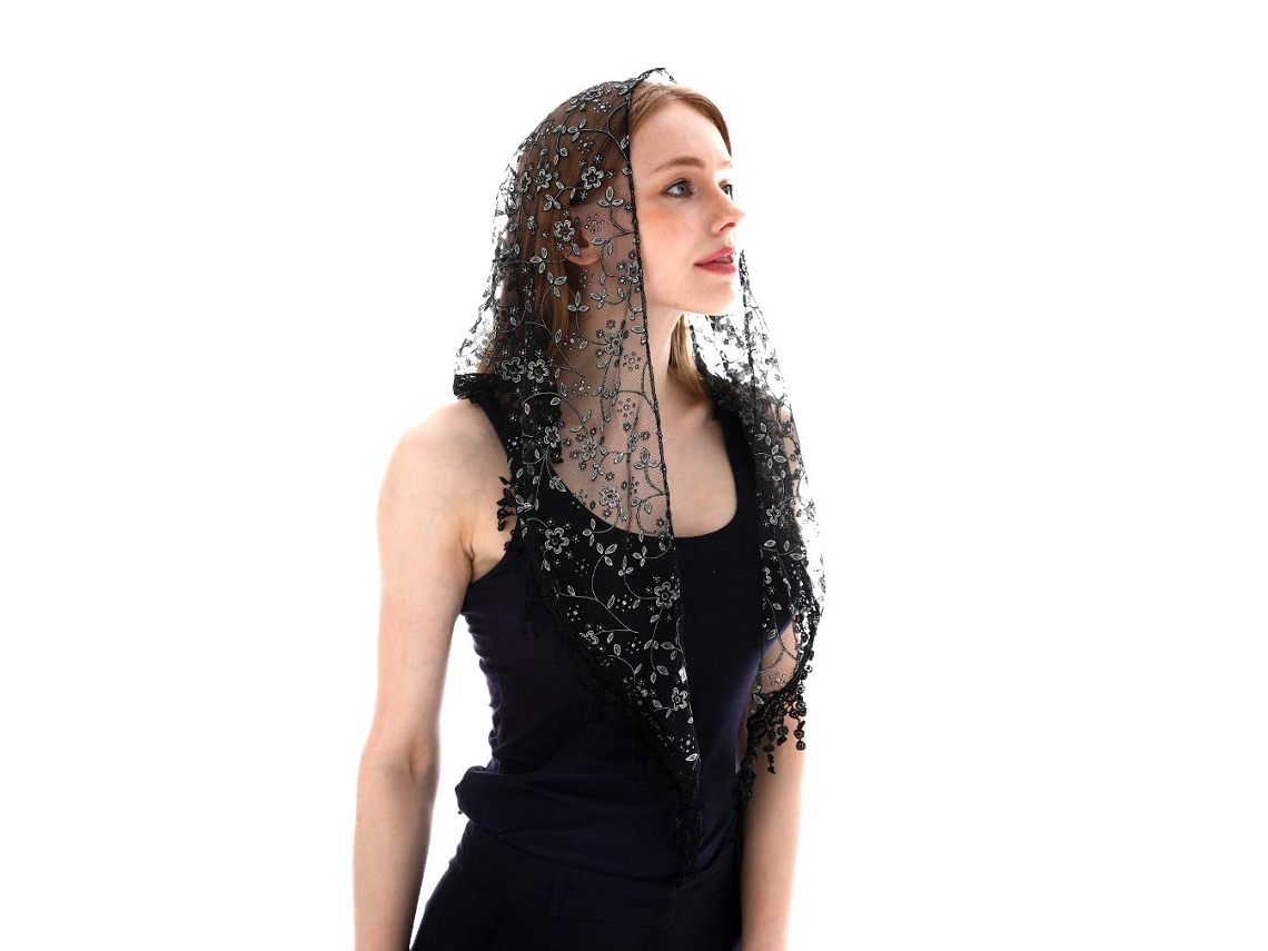 Xale Espanhol Branco Para Mulheres, Véu Católico De Renda, Xale Hijab, Lenço De Missa, Véu Muçulmano Para Mulheres Slowmoose