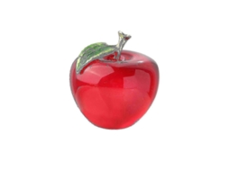 Escultura De Manzana De Cristal Molido A Mano Para Decoración De Mesa Navideña Y Hogar Vermelho Brilhante