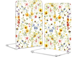 Suporte Para Livros Em Acrílico Aquarelado Branco Escritório E Casa, Suporte Transparente Com Almofadas Antiderrapantes
