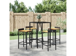Vidaxl 5 Pcs Conjunto De Bar P/ Jardim Vime Pe/acácia Maciça Preto