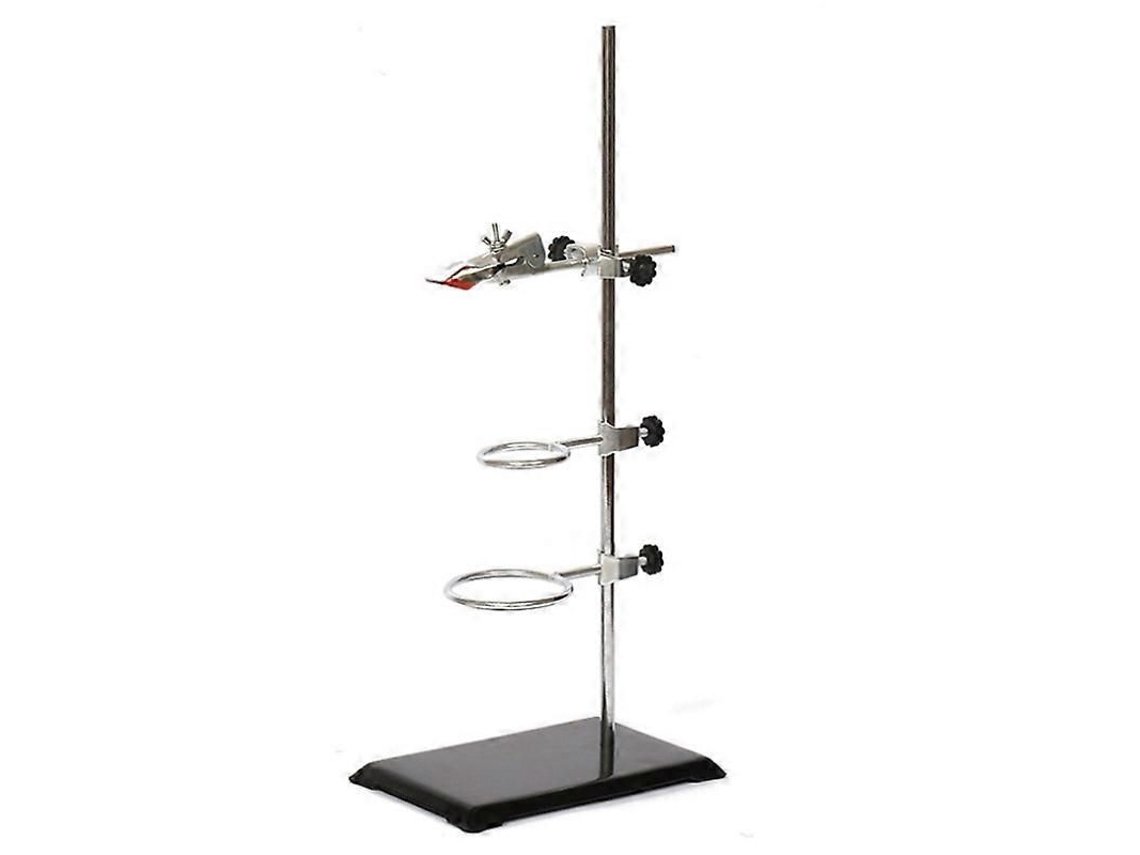 Suporte Metálico De Laboratório Com Base 8x5,5 Polegadas E Haste De 16 Polegadas, Acompanha Garra E Argolas.