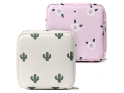 Bolsa Portátil Para Guardar Toalhas Sanitárias, Copo Menstrual, Nylon, Rosa, Cactus