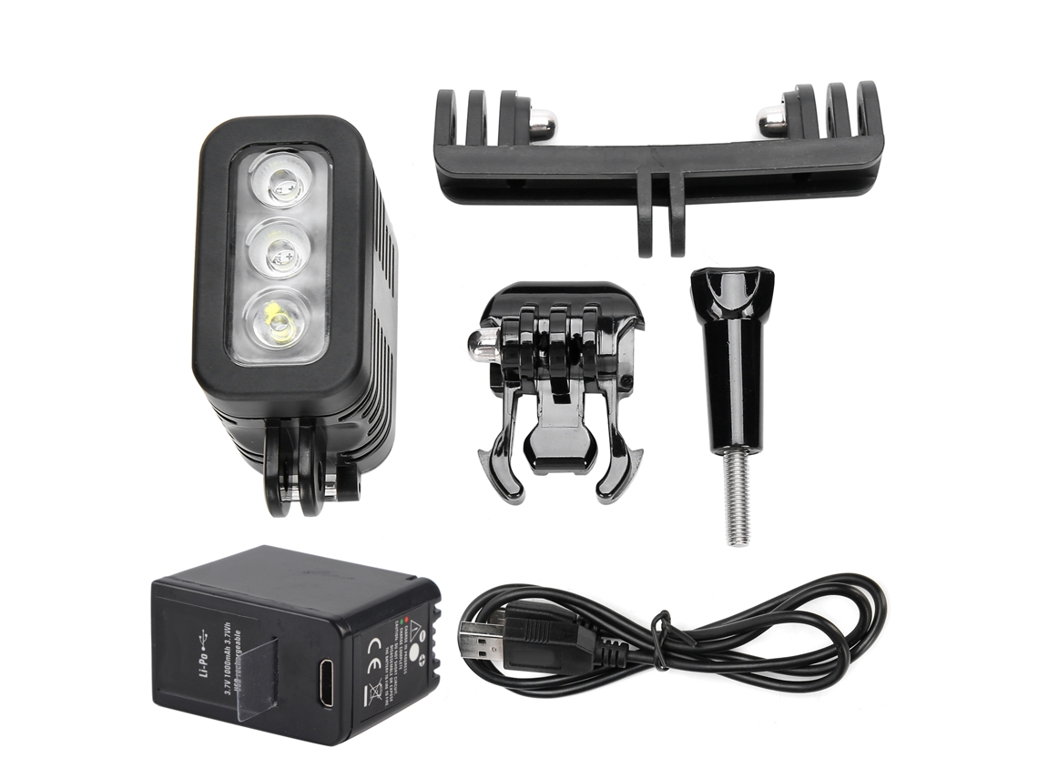 Luz de preenchimento LED submersível à prova d'água até 45m para câmera de ação GoPro Hero 4
