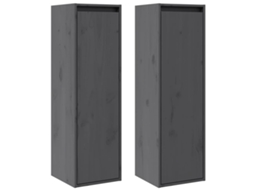 Conjunto de Armários de Parede 2 Peças Pinho Maciço Cinza MAISON EXCLUSIVE (30x30x100 cm)