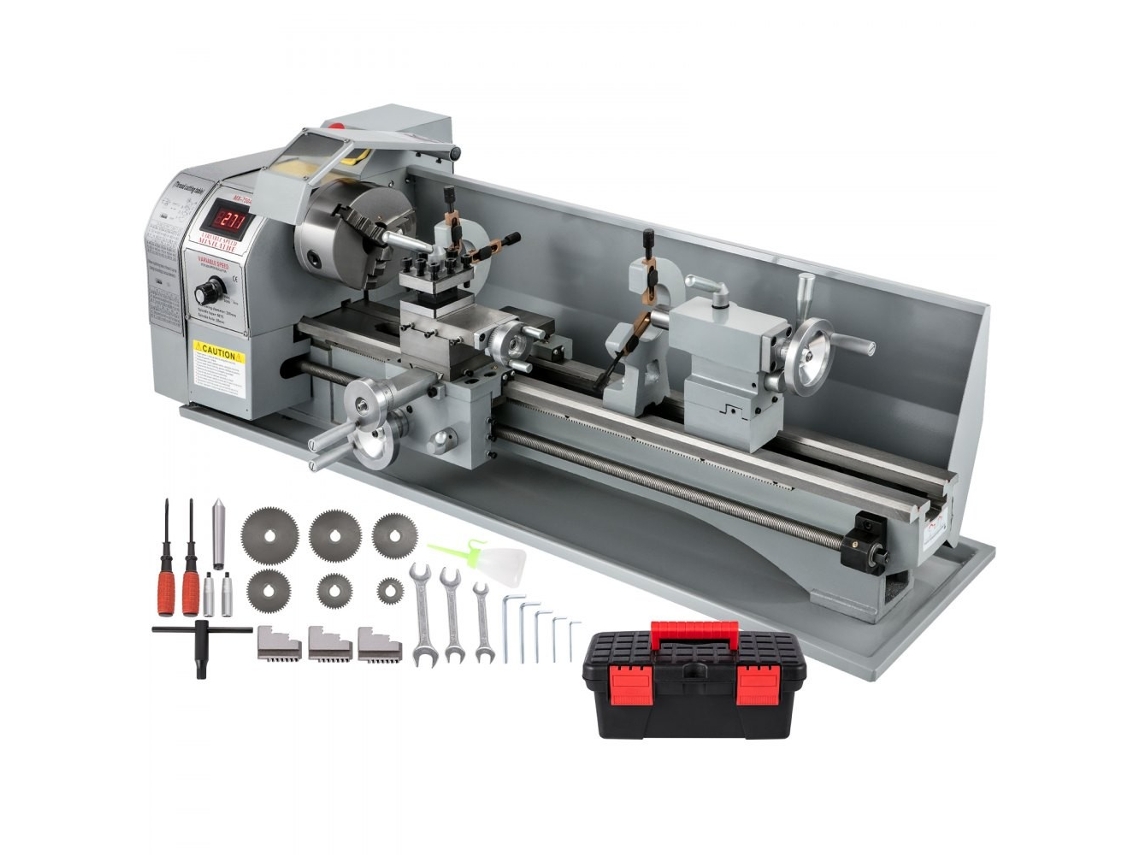 Mini-torno Para Metais 220x750 Mm Com Motor 1100 W E Velocidade Variável 50–2250 Rpm