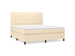 Cama com Molas/colchão 180x200 Cm Tecido Cor Creme MAISON EXCLUSIVE