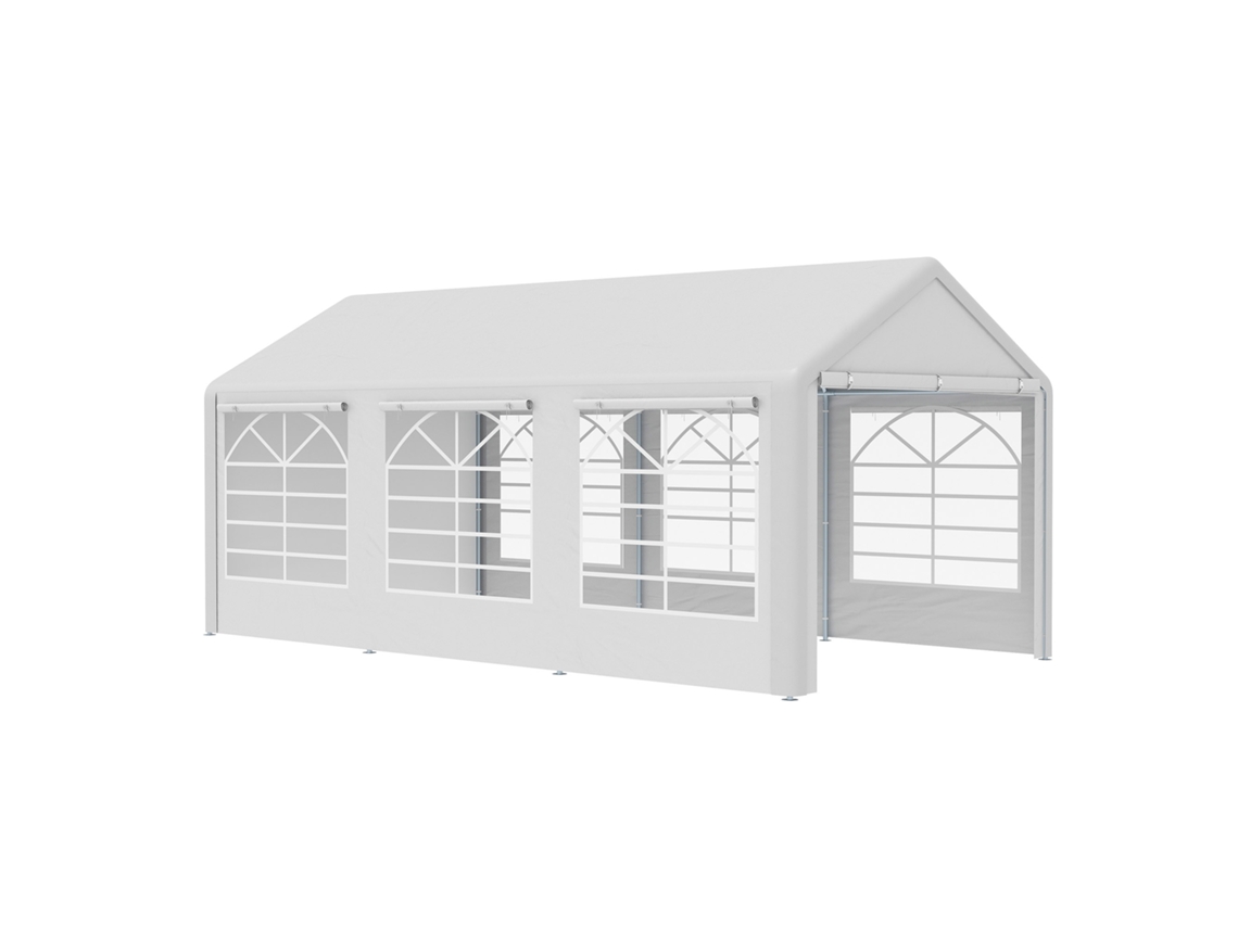 Tenda de Festa Garden Arbor 3x6m com 4 Paredes, 3 Janelas por Lado, Branco | S/MARCA