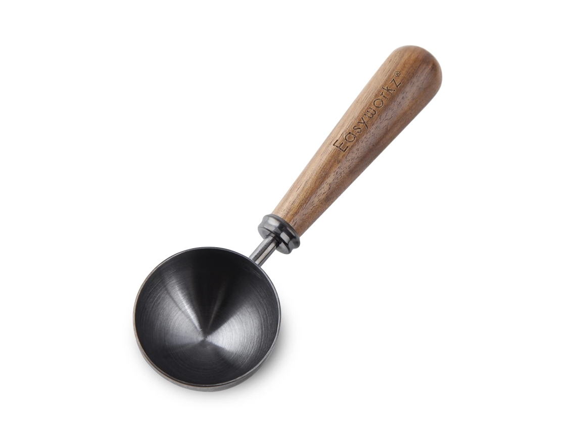 Colher De Café Retrô Em Aço Inoxidável Com Cabo Nogueira Preta, Medida 10g Para Grãos Ou Chá.