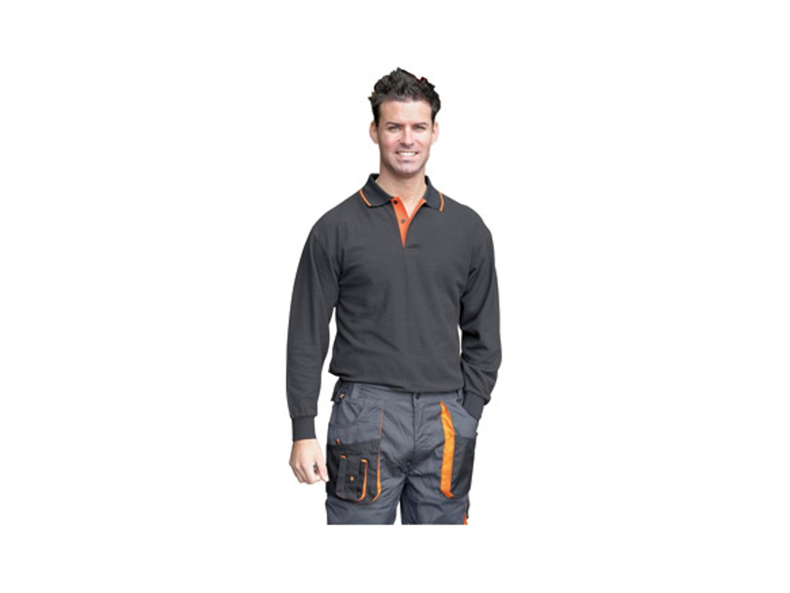 Polo Manga Larga Top Range Negro / Naranja