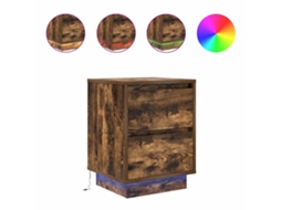 Mesa de Cabeceira com Luzes Led Carvalho Fumado MAISON EXCLUSIVE (38x34x50 cm)
