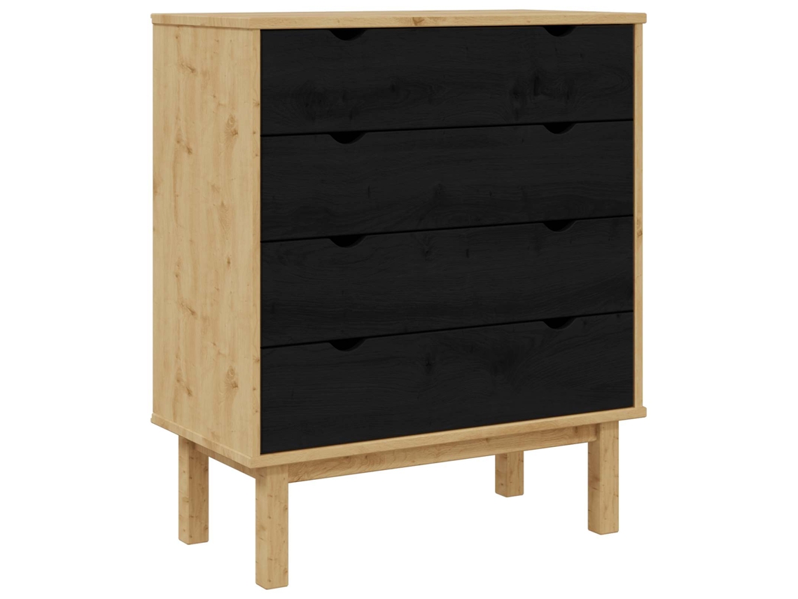 Vidaxl Baú De Gavetas Com Gaveta Otta Preto 76,5 X 39,5 X 90 Cm