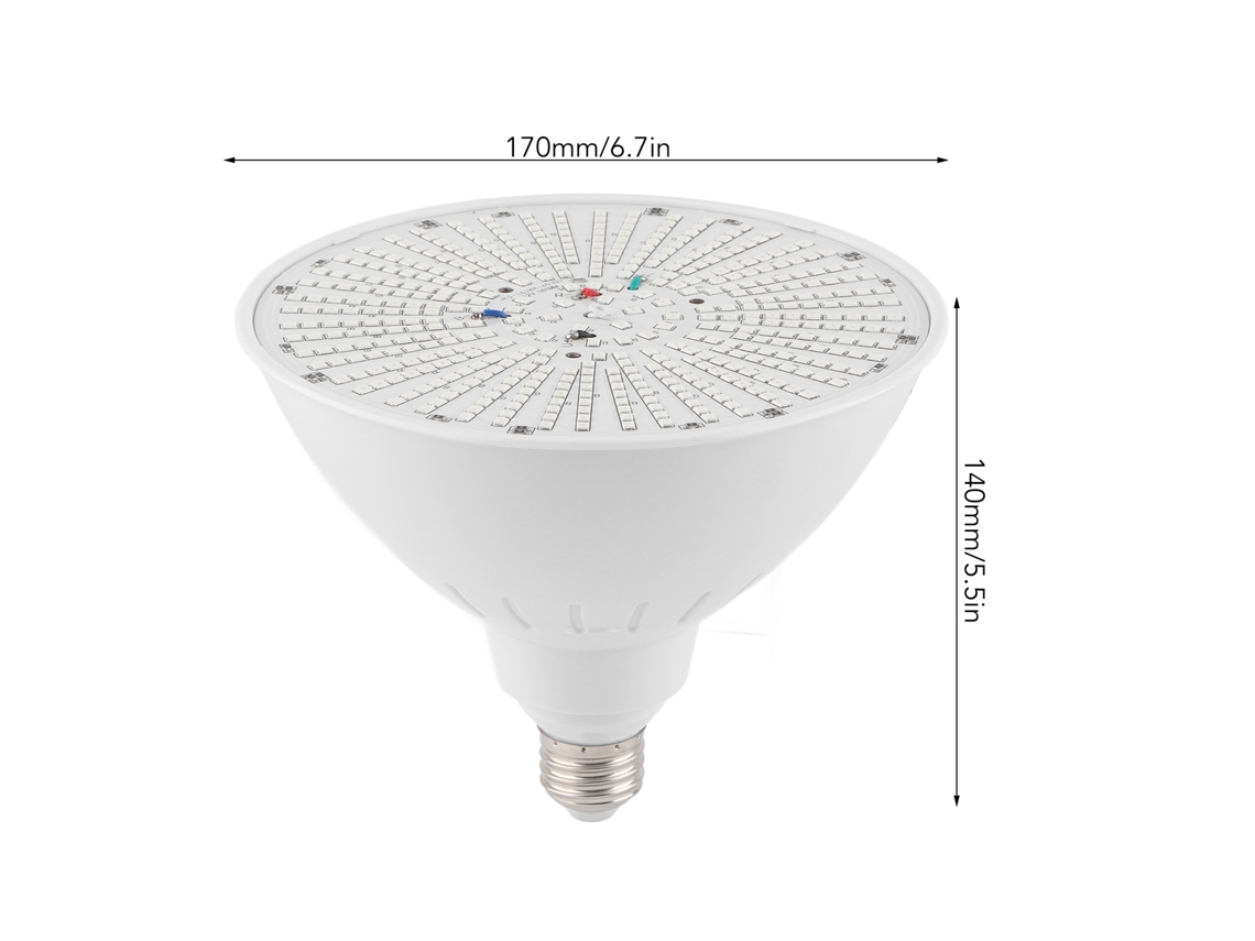 Lâmpada Led Piscina 12v 40w E26 Rgb Controle Remoto