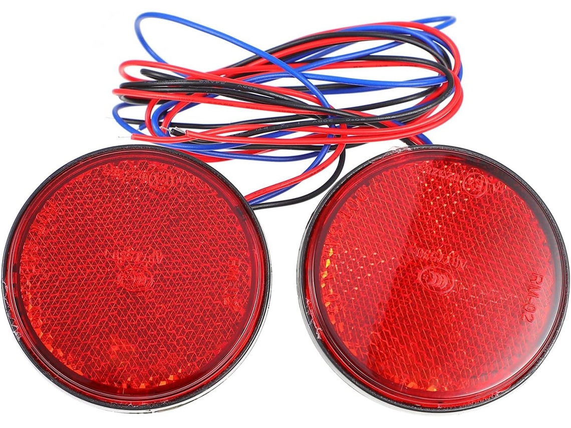 Conjunto de 2 refletores traseiros de plástico sólido para motocicleta, para luz de freio/formato redondo tipo cogumelo.