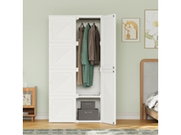 Armario plegable, 5 compartimentos, 6 puertas, 1 barra para colgar, 69x50x136 cm, blanco