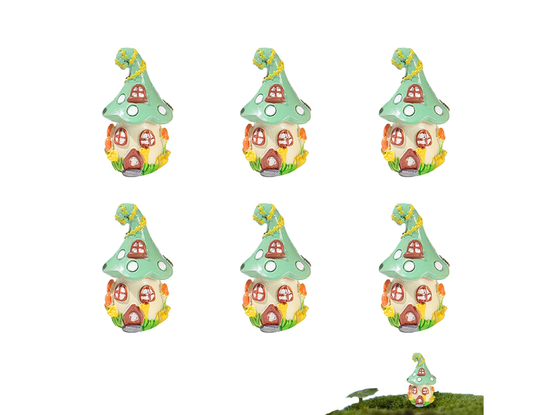 6Pcs Castelo Micropaisagismo Musgo Suculento Acessórios de Vaso de Flores Decoração de Bolo de Mesa NEVEANCE