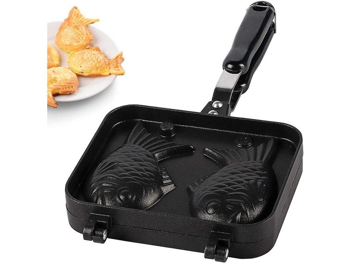 Máquina de waffle taiyaki japonesa, antiaderente, aço inox, painel de cozimento 2 lados com S/MARCA
