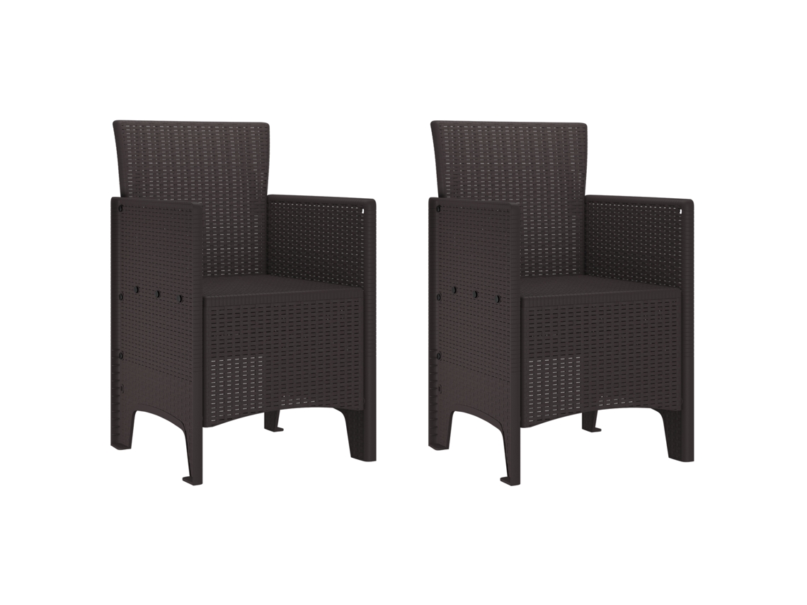 Conjunto 2 Cadeira Moderna Vidaxl Castanho Polipropileno (53 X 49 X 85 Cm)
