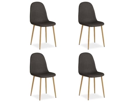 Conjunto de 4 cadeiras de jantar - HOMESTYLE4U - Antracite - Tecido de linho cinza escuro - Estilo escandinavo moderno