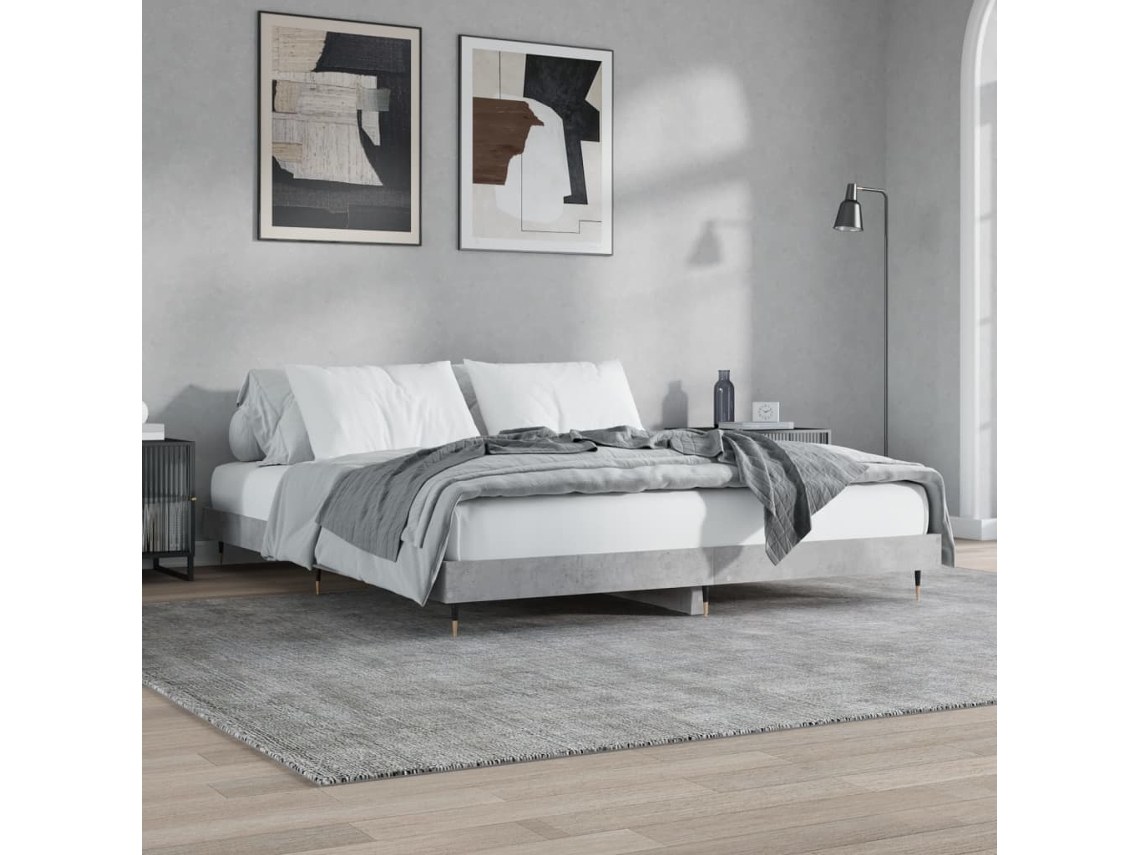 Vidaxl Estrutura De Cama 200x200 Cm Derivados De Madeira Cinza Cimento
