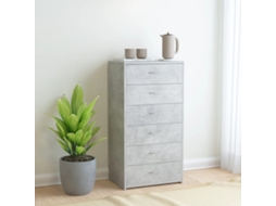 Vidaxl Aparador C/ 6 Gavetas 50x34x96cm Contraplacado Cinzento Cimento