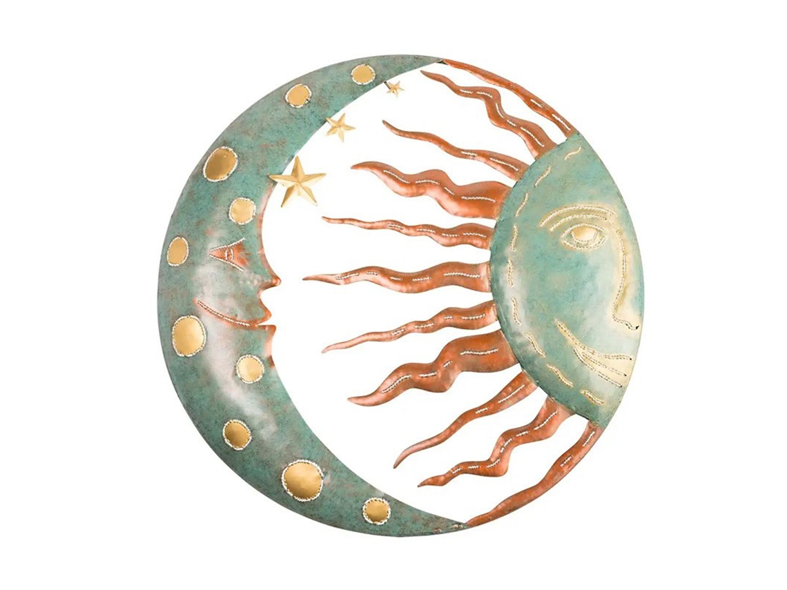 Painel Decorativo De Parede Laxiscreed Com Motivos Solares, Lunares E Estrelas Em Ferro, 30x30cm