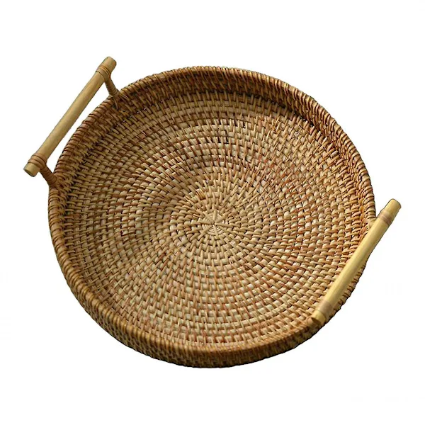 Bandeja Para Servir Pão E Alimentos, Em Rattan, 24 × 3, Para Frutas, Sobremesas, Lanches E Mesa De Cozinha