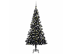 Vidaxl Árvore Natal Artificial Pré-iluminada C/ Bolas Pvc Preto
