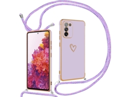 Correia Colar Fe Amor Coração Padrão para Samsung Galaxy S20 HONGWE. Silicone Multicor