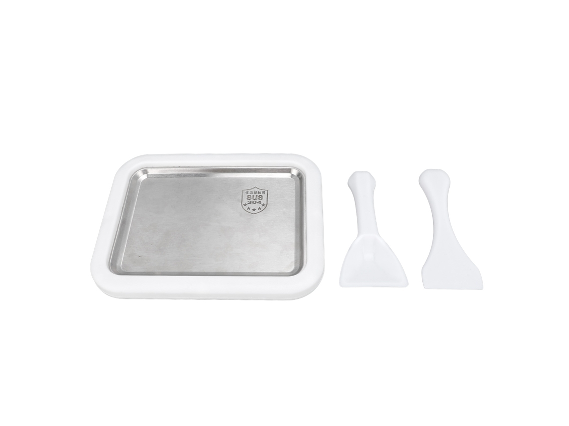 Máquina de Sorvete em Rolos em Aço Inoxidável 304 com Espátulas, 17.5x22cm | S/MARCA