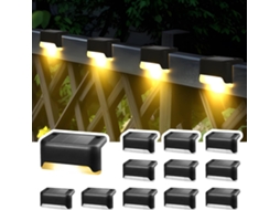 Luzes Solares Exterior Led Quente Impermeáveis Para Escadas Varanda Jardim 12 Unidades Preto