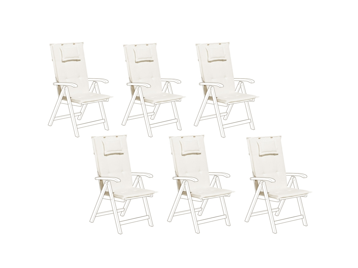 Conjunto De 6 Almofadas De Encosto/assento Java/amantea 50 X 70 Cm Branco Creme