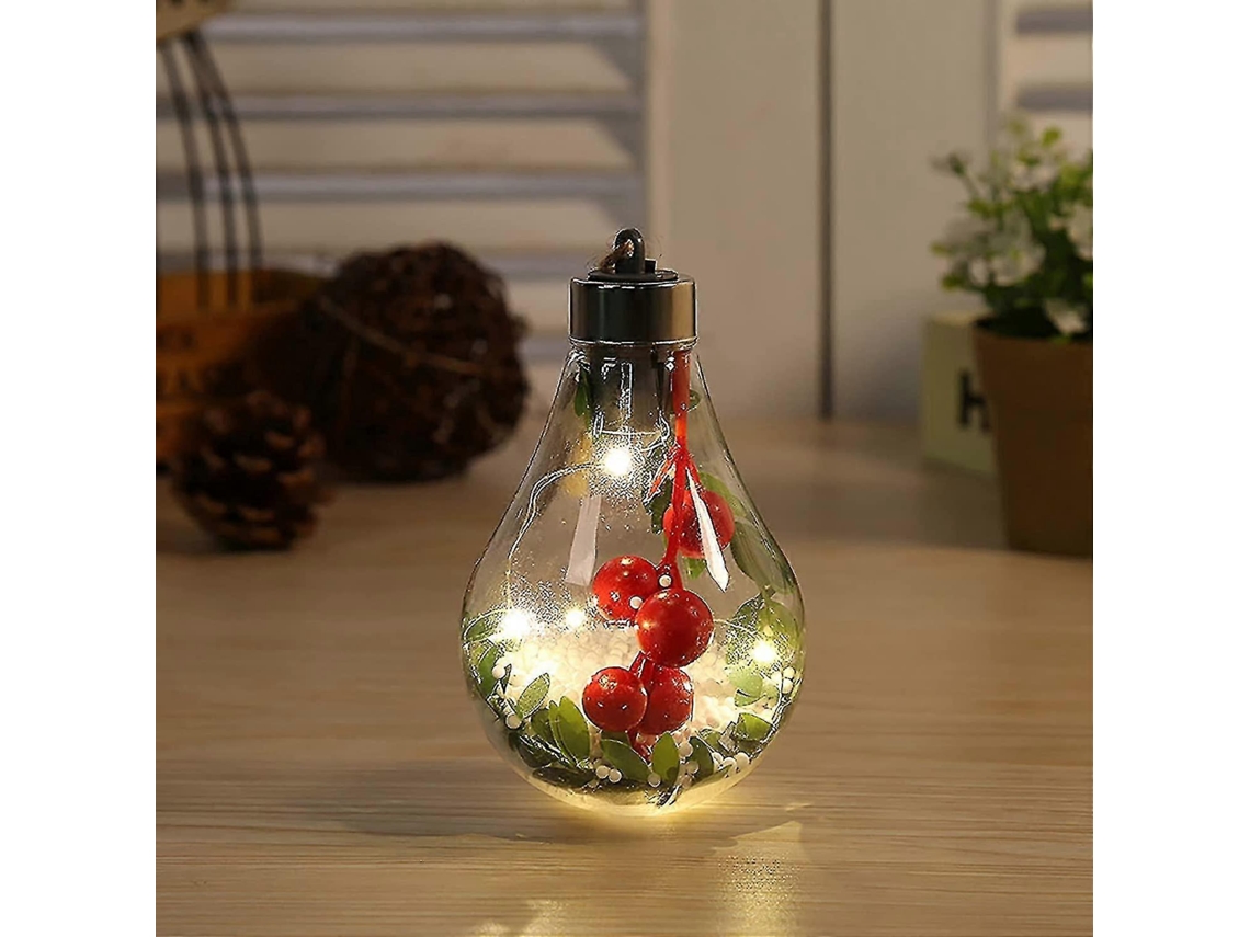 Bolas De Natal De Led Transparentes Para Decoração Com Pendurar, Enfeites Luminosos De Natal Para Pendurar E Luz Noturna Hengjian