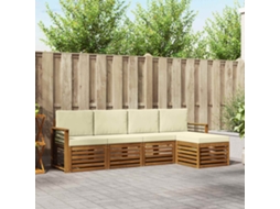 Vidaxl Conjunto De Sofás Para Exterior 5 Unid. Natural E Creme