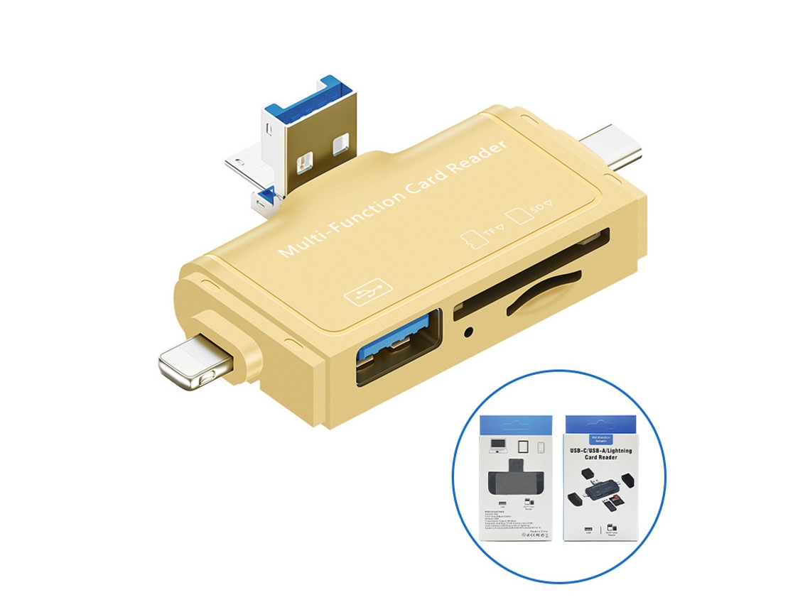 Leitor de Cartões 7 em 1 Usb c Conector 8 Pinos para Sd Tf AQUAFORGE