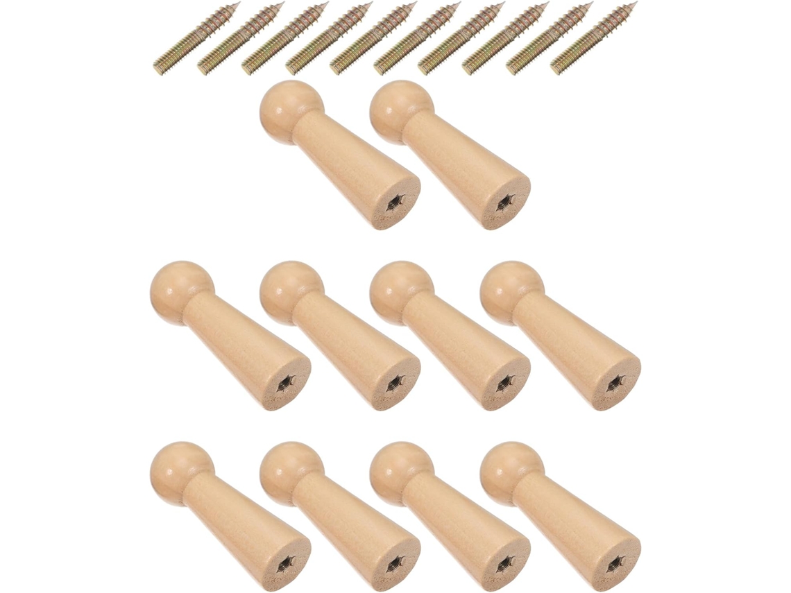 Gadpiparty Conjunto De 10-ganchos Madeira Maciça Sem Acabamento, Estilo Shaker, Com Parafusos, Para Pendurar Roupas