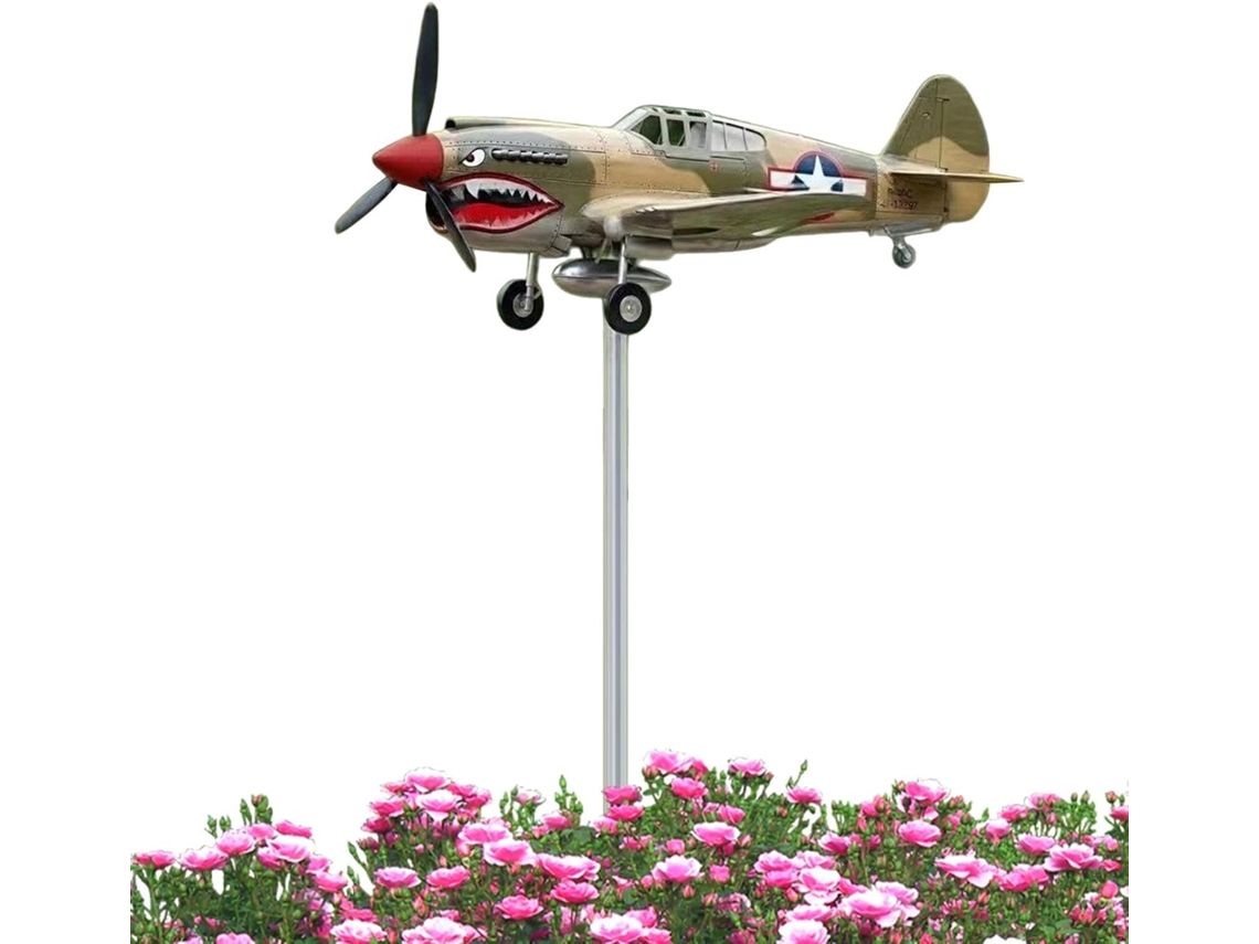 Decoração Giratória para Jardim Decoração Às Intempéries Moinho de Vento Externo em Formato de Jato de Combate para CHABERLU